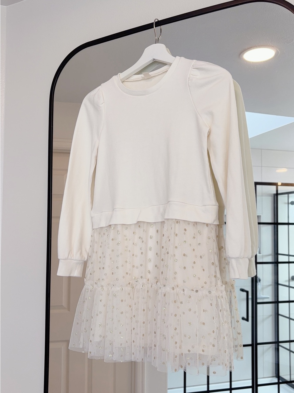 KIDS - Crewcuts glitter gold dot dress, Size 10
